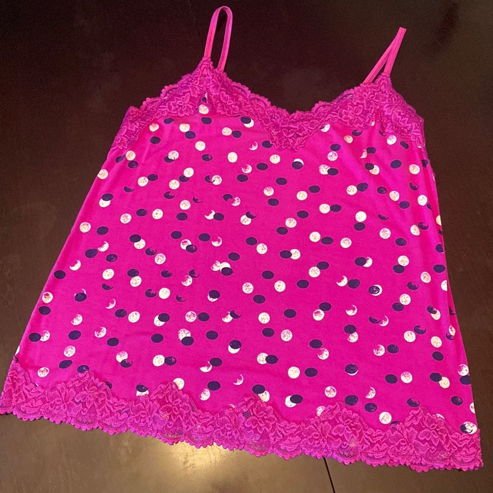 Lane Bryant - The Lace Cami-Size 18/20 - Hot Pink with Blue and White Polka Dots